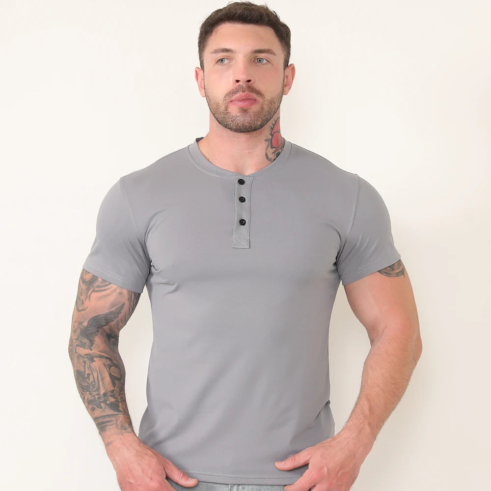 Men Slim Fit Polo T-Shirt Pull On Fashion Design Solid Color Short Sleeve Tee Male Tops