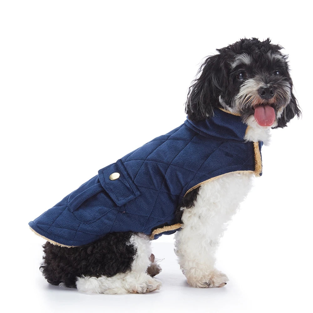 Autumn Winter Pet Coat Plush Warm Thicken Pet Clothes Checkered Double Bag Coat Dog Jacket for Puppy Dog Thermal Jacket