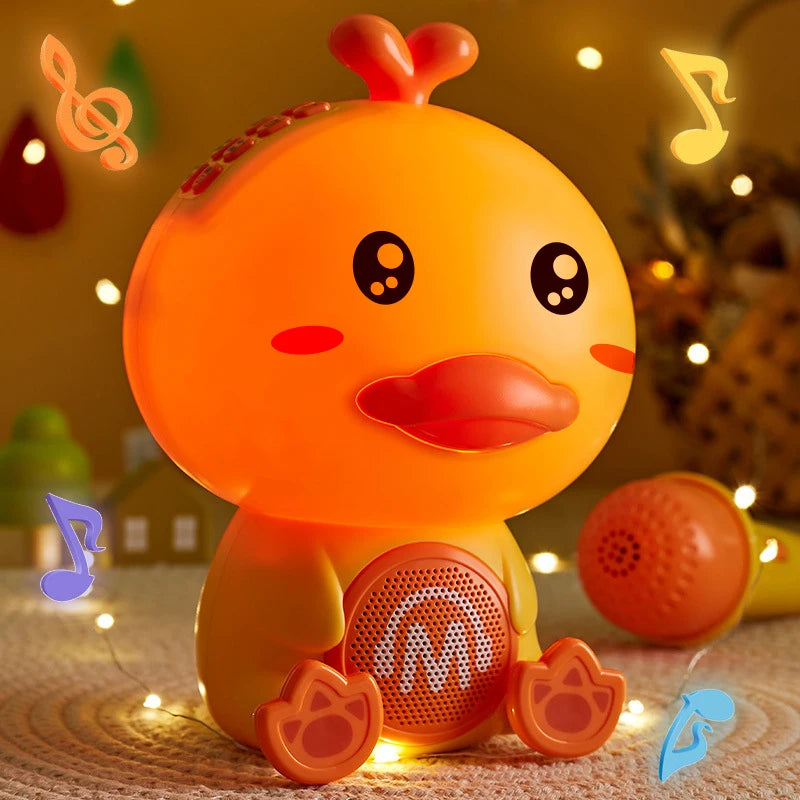 Cute Duck Singing Sound Microphones Early Education Machine Voice Changeable Storytelling With Light Music Toys For Kids Gifts