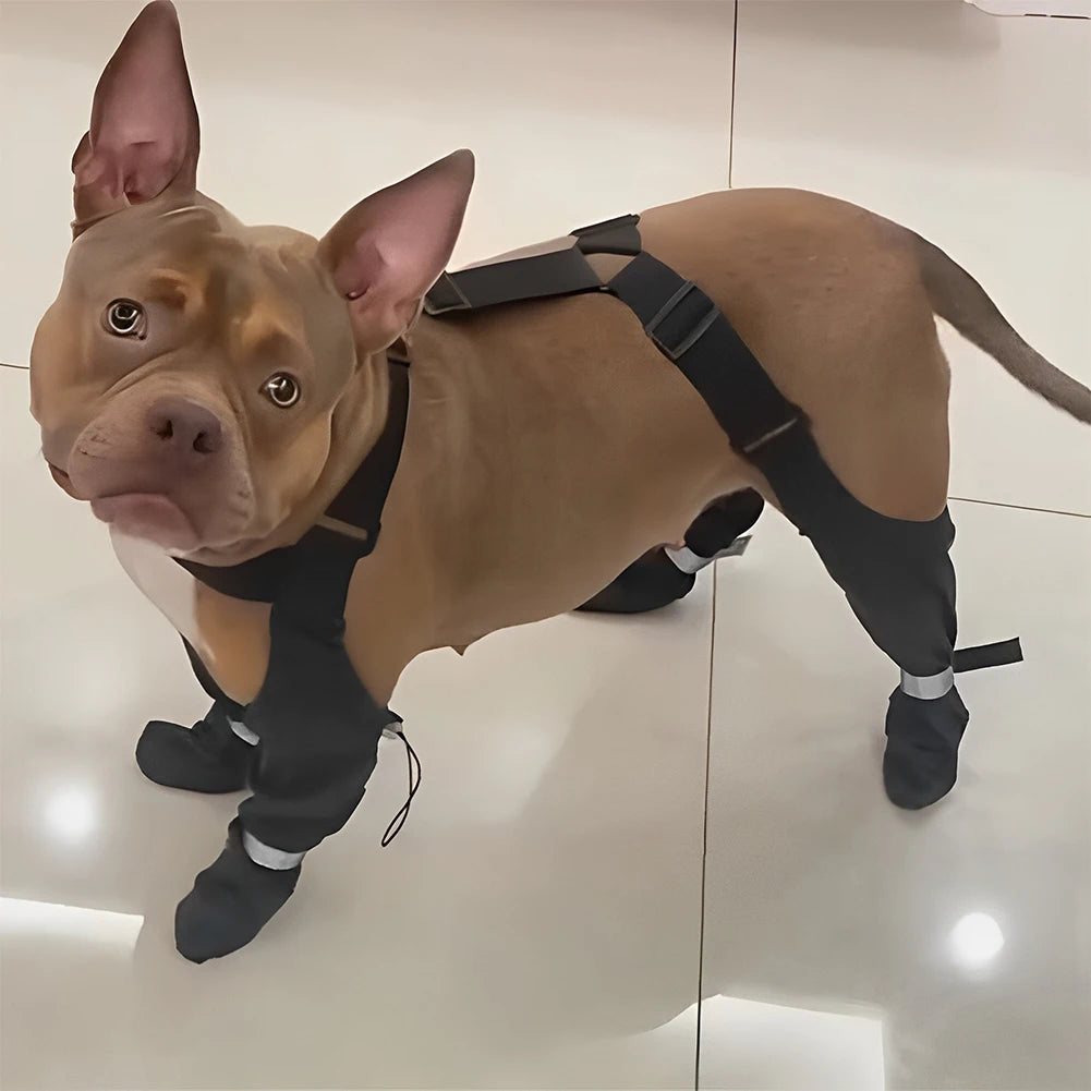 Reflective Dog Suspender Booties Adjustable for Pets Dog Outdoor Walking Shoes Suspender Anti-Slip Waterproof Puppy Sneakers
