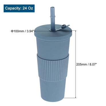 Reusable Boba Cups with Lid and Straw, 24 Oz Insulated Double Wall Acrylic Tumbler Cups with Wide Straw & Clean Brush