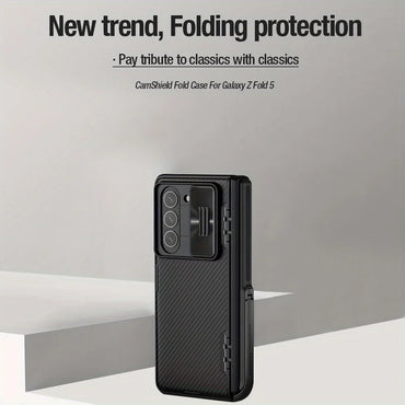 for Samsung Galaxy Z Fold 5 Case with Kickstand, Built-in Slide Camera Cover & Hinge Protection, Shockproof Non-Slip Stand Case