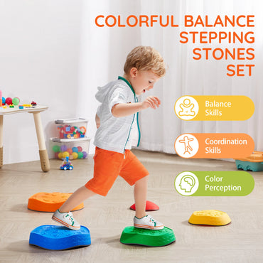 SucceBuy 5PCS Balance Stepping Stones Montessori Children Toys Sensory Training Tactile Sensing for Kids Party Social Games