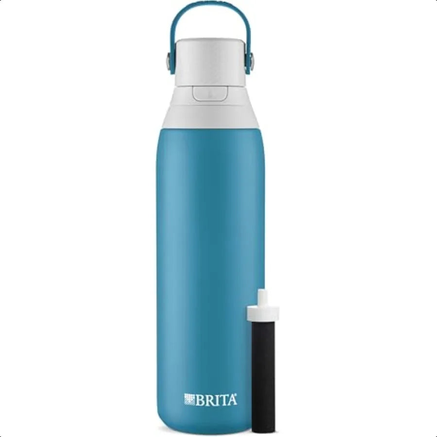Insulated Filtered Water Bottle with Straw Reusable Stainl Steel Metal Blue Jay 20 Ounce