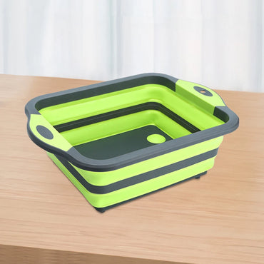 Collapsible Cutting Board Camping Dishes Sink Space Saving Camping Cutting Board with Draining Hole for BBQ Prep/Picnic/Camping