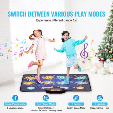 SucceBuy Kids Electronic Dance Mat 8-Button Music Dancing Play Pad Educational Toys with Single/Two Player Modes for Girls Gifts