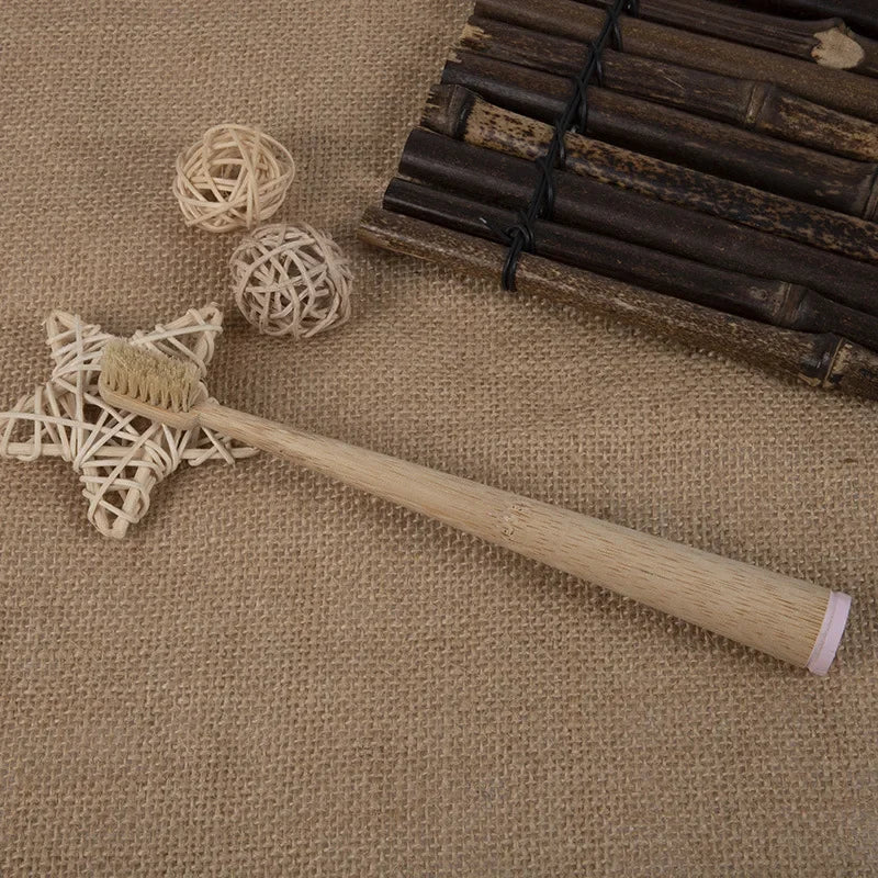 4-Pack Natural Bristle Bamboo Toothbrushes Boar Hair Bristle & Bambu Toothbrush Totally Compostable & Biodegradable