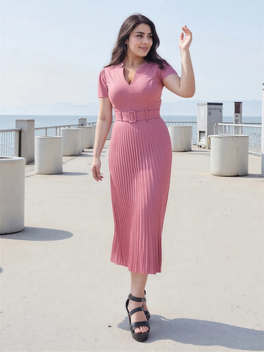 Women Plus Size Dress Floral Print Round Neck Sleeveless Maxi Dress Summer Boho Beach Party Long Dress with Pockets and Belt