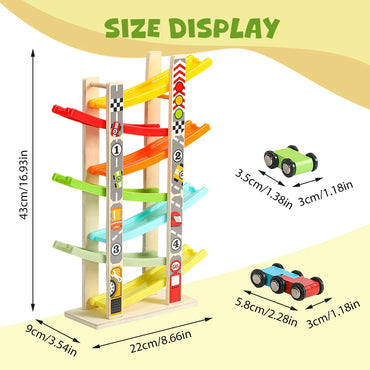 7 Track Wooden Ramp Racing Toddler Toys Car Set Montessori Educational Game Mini Inertia Slide Roller Coaster Christmas Gifts