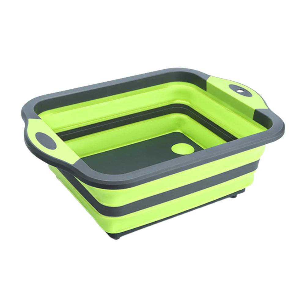 Collapsible Cutting Board Camping Dishes Sink Space Saving Camping Cutting Board with Draining Hole for BBQ Prep/Picnic/Camping