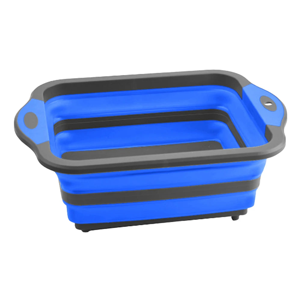 Collapsible Cutting Board Camping Dishes Sink Space Saving Camping Cutting Board with Draining Hole for BBQ Prep/Picnic/Camping