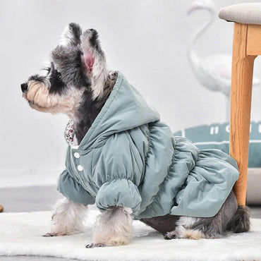 Winter Warm Dog Dress Puppy Pet Dog Coats Princess Floral Bubble Skirt Dog Cat Hooded Jacket Chihuahua Yorkie Outfit Clothing