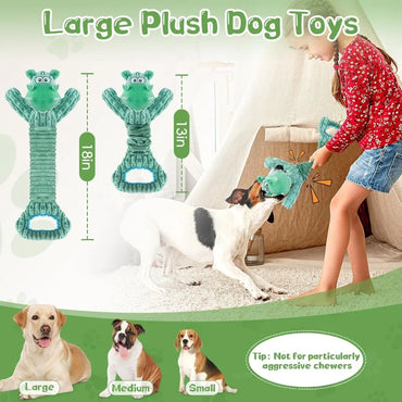 Dog Toy for Aggressive Chewers:Large Plush Dog Toys with Squeaker to Keep Them Busy