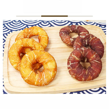 5.29oz/10.58 (150g/300g) Dog Treats Long Lasting, Rawhide Chews for Dogs, Duck Wrapped Rawhide Donuts Ring