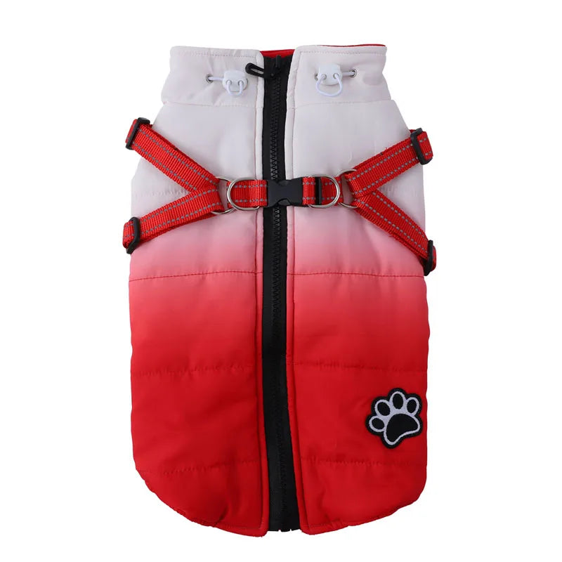 Pet Dog Winter Warm Jacket With Harness Zipper Cold Weather Pet Dog Clothes For Small Big Dogs Coat Chihuahua Clothing Outfits