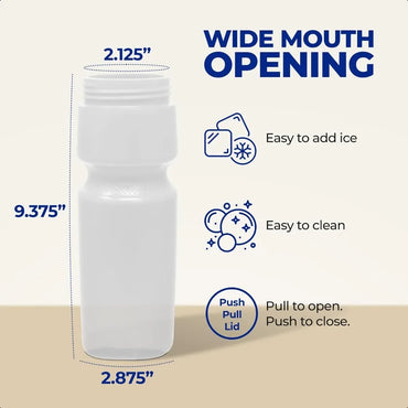 Rolling Sands USA Made Reusable 24 oz Sports Water Bottles 3 Pack BPAFree Easy Open PullTop Fits Most Bike Cages Dishwasher Saf