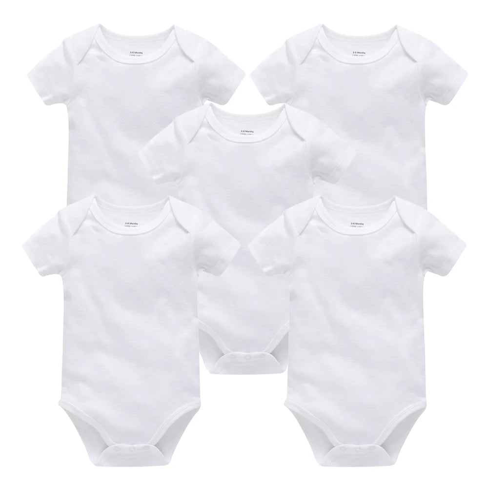 3PCS 5PCS Baby Boys Girls Clothes Solid White Short Sleeve Cotton Baby Bodysuits body bebe 0-24 months Newborn Jumpsuit