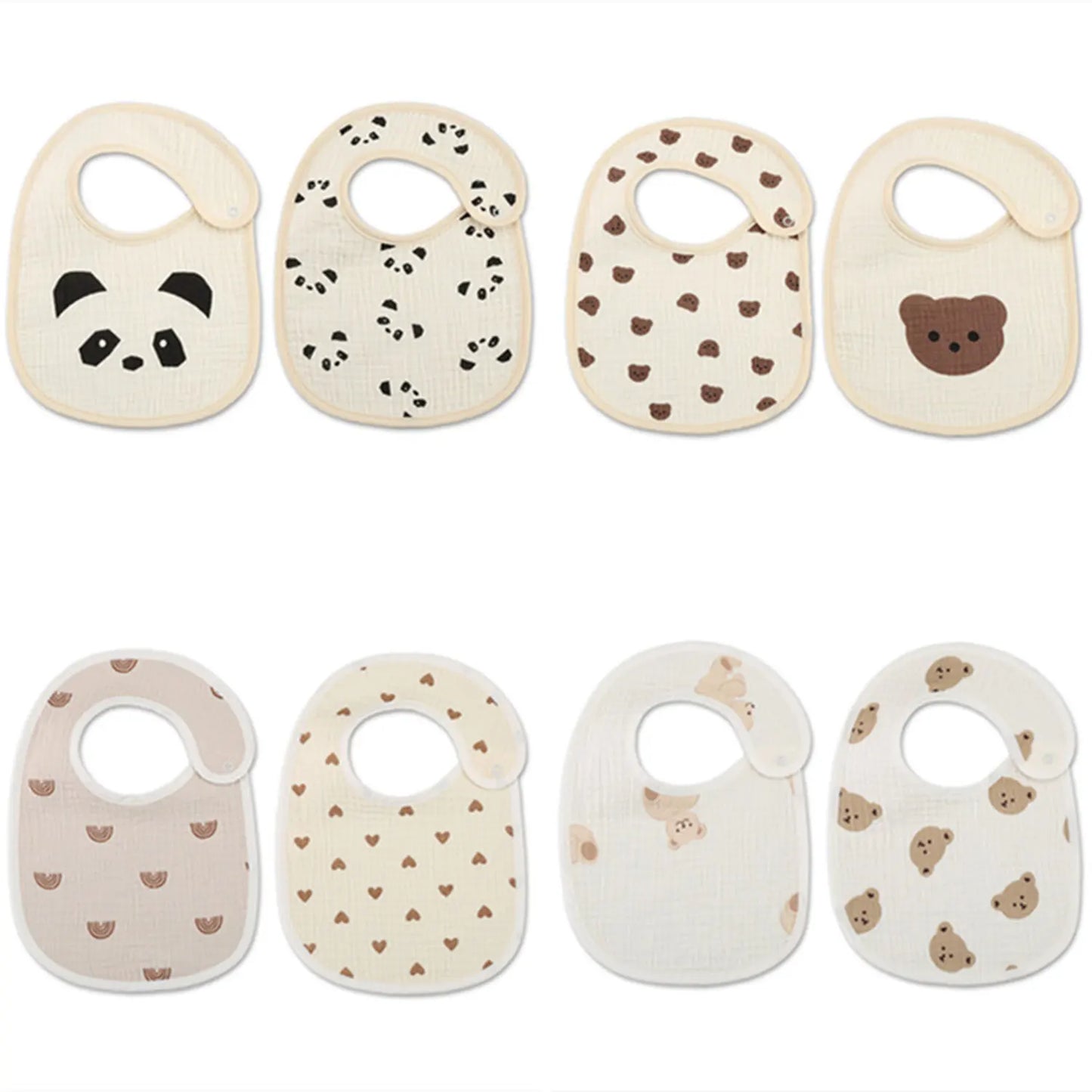 2pcs cotton bear waterproof baby bibs four seasons baby bibs newborn burp cloth boys girls soft breastfeeding drooling towel