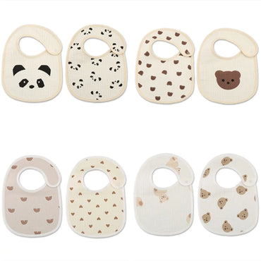 2pcs cotton bear waterproof baby bibs four seasons baby bibs newborn burp cloth boys girls soft breastfeeding drooling towel