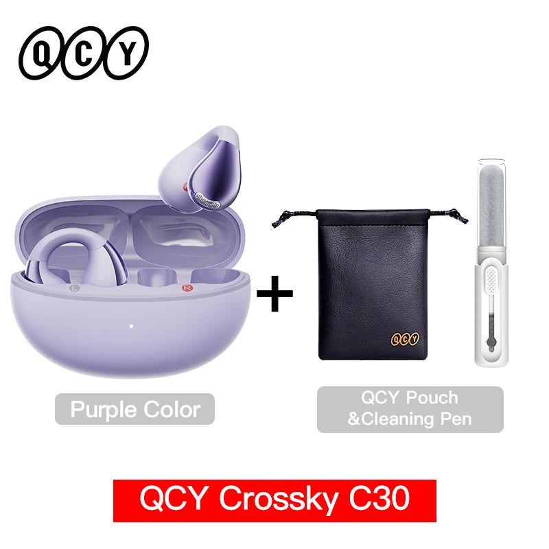 QCY Crossky C30 Wireless Bluetooth 5.4 Earphones Ear clip TWS Sports Earbuds Open Ear Dual-Connection Waterproof Headphones