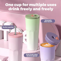 1PCS 24oz Reusable Tumbler Stainless Steel Vacuum Insulated Water Bottle For Home, Office, Car Leak Resistant Flip Cap