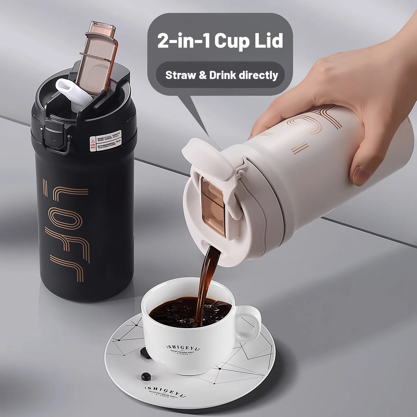 20oz Insulated Stainless Steel Tumbler | Vacuum Sealed Travel Coffee Mug | Reusable Thermal Cup With Lid & Paracord Handle| Leak