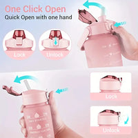 Multi-Color 3-Piece Water Bottle Set, Leak Proof Gradient Sports Bottle, Portable PC Drink Container With Time Stamp And Straw F