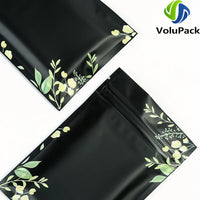Mylar Packaging Bags,Recyclable Eco Plastic Bags,Heat Seal Zipper Bags,Black and Printed Tear Notch Pouches,Aluminum Foil,100Pcs
