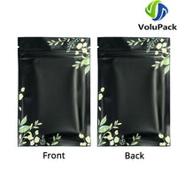 Mylar Packaging Bags,Recyclable Eco Plastic Bags,Heat Seal Zipper Bags,Black and Printed Tear Notch Pouches,Aluminum Foil,100Pcs
