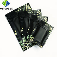 Mylar Packaging Bags,Recyclable Eco Plastic Bags,Heat Seal Zipper Bags,Black and Printed Tear Notch Pouches,Aluminum Foil,100Pcs