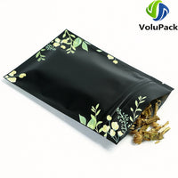 Mylar Packaging Bags,Recyclable Eco Plastic Bags,Heat Seal Zipper Bags,Black and Printed Tear Notch Pouches,Aluminum Foil,100Pcs