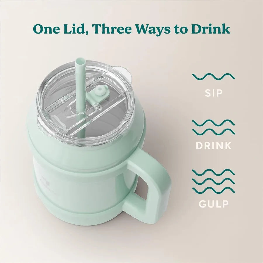 Reusable 50 oz Cold1 Water Tumbler Ergonomic Handle DoubleWall Insulation Sturdy Desktop Tabletop Mug with Lid and Straw BPAFre