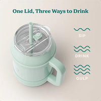 Reusable 50 oz Cold1 Water Tumbler Ergonomic Handle DoubleWall Insulation Sturdy Desktop Tabletop Mug with Lid and Straw BPAFre