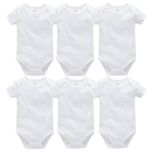 3PCS 5PCS Baby Boys Girls Clothes Solid White Short Sleeve Cotton Baby Bodysuits body bebe 0-24 months Newborn Jumpsuit