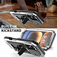 Rugged Metal Phone Case For iPhone 16e 15 14 Plus 13 Pro Max Heavy Military Shockproof Shell Slide Camera Cover Screen Protect