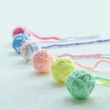 Funny Cat Toys Colorful Yarn Balls with Bell Sounding Interactive Chewing Toy for Kitten Stuffed Toy Ball Cat Supplies