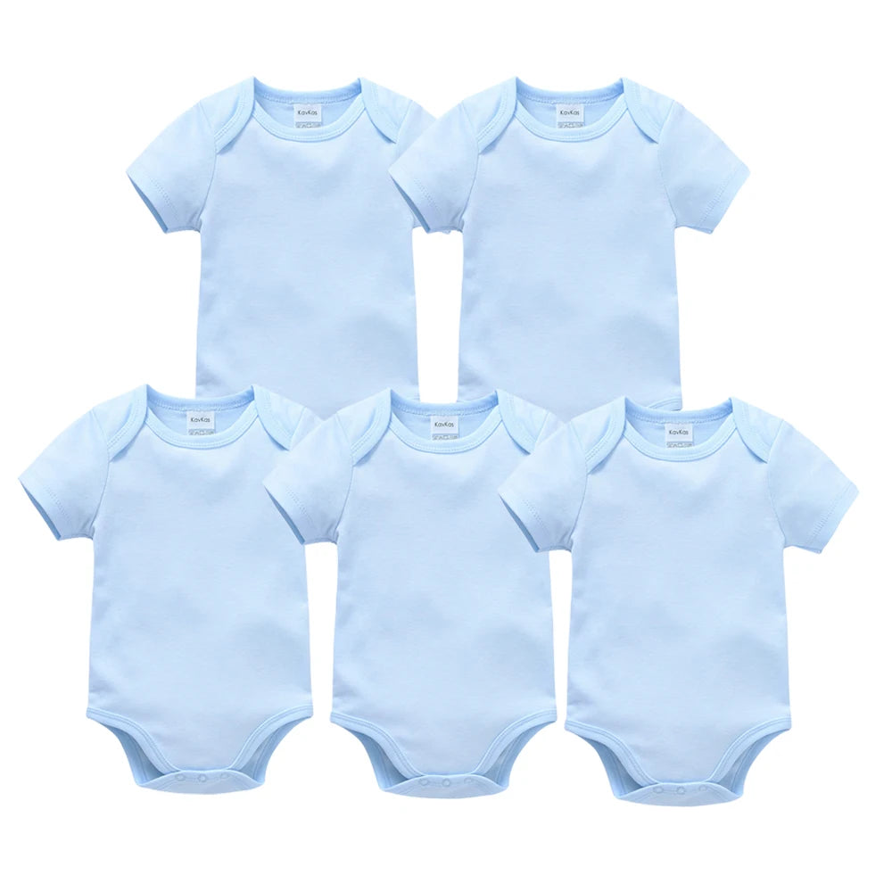 3PCS 5PCS Baby Boys Girls Clothes Solid White Short Sleeve Cotton Baby Bodysuits body bebe 0-24 months Newborn Jumpsuit
