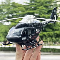 Zinc alloy toy aircraft with sound and rotatable propeller - Military helicopter model for children - Model kit for boys 4-7