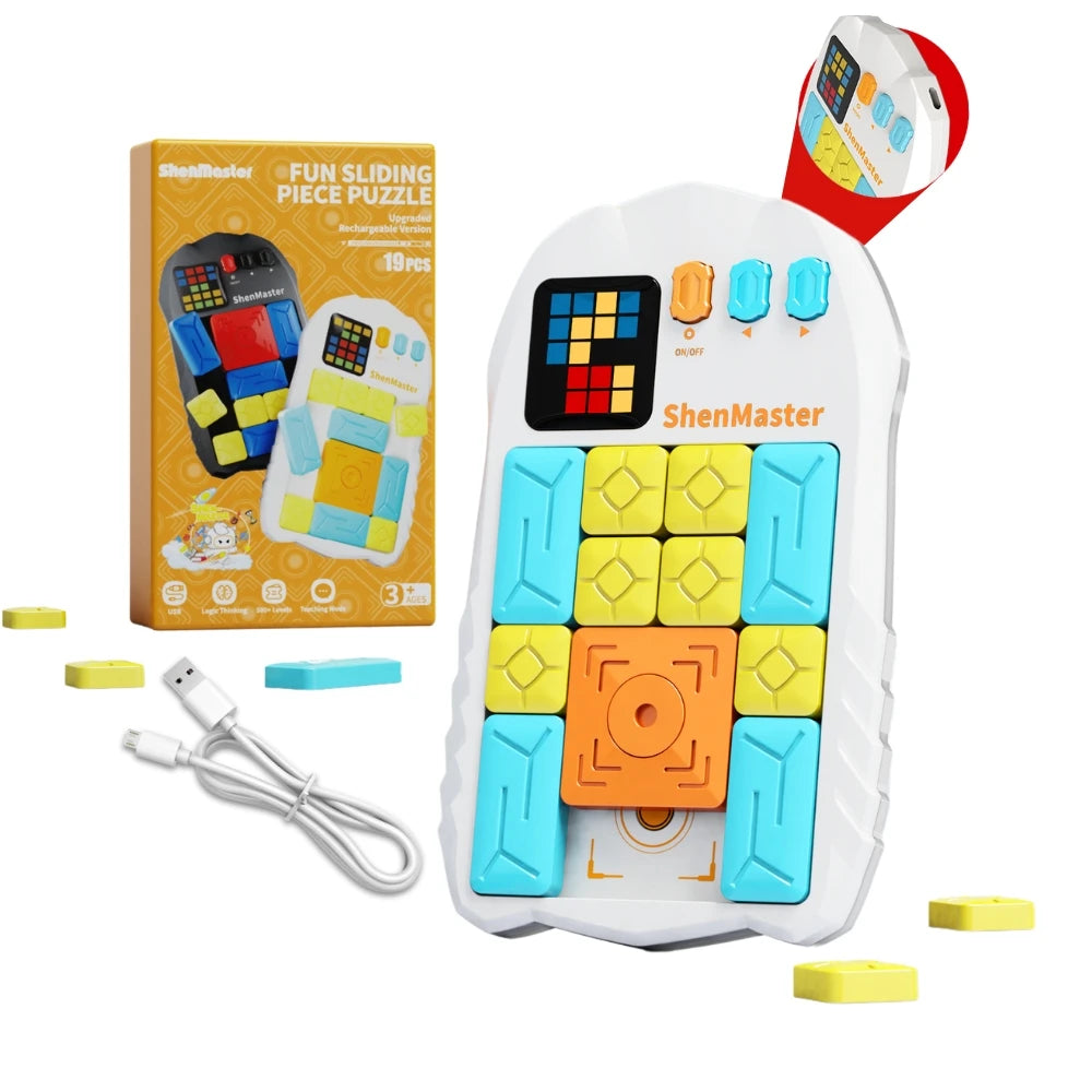 Rechargeable Super Slide Huarong Road Smart Sensor Game 500+ Level Brain Teaser Puzzles Interactive Fidget Toys For Kids Gifts