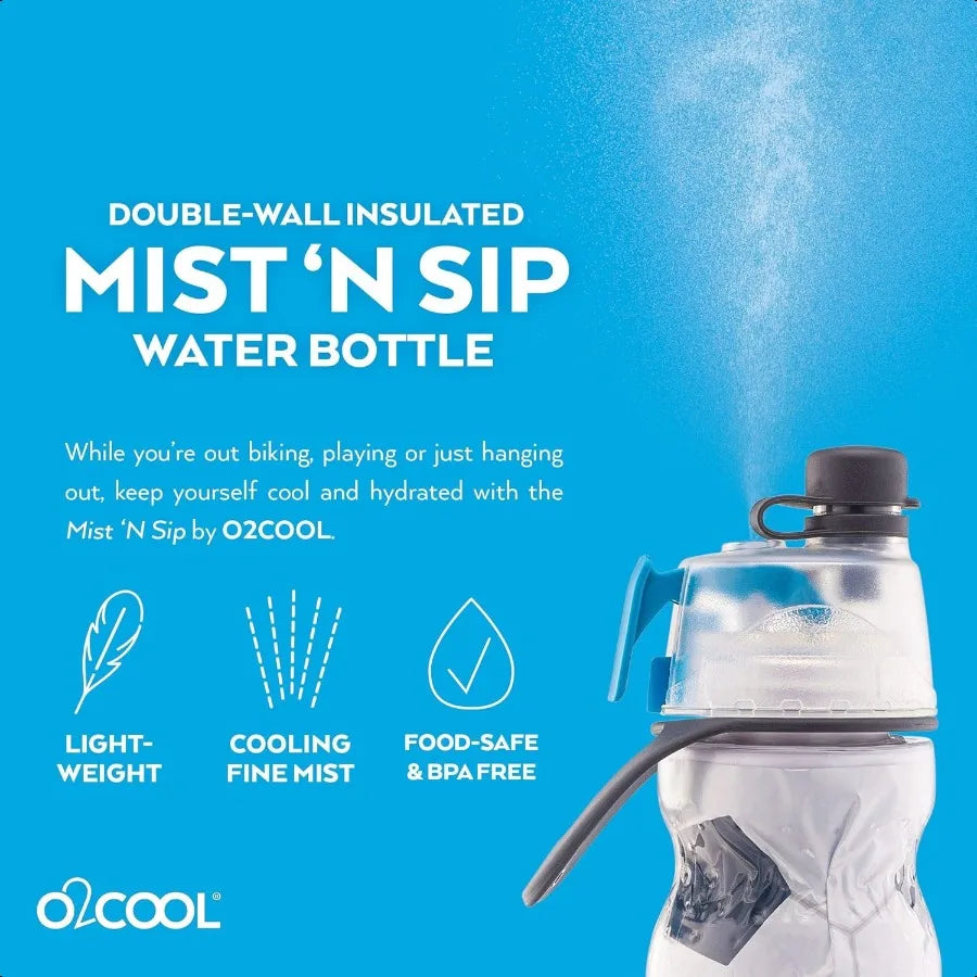 Mist 'N Sip Misting Water Bottle 2in1 Mist And Sip Function With No Leak Pull Top Spout Reusable Sports Water Bottle 20 oz Socc