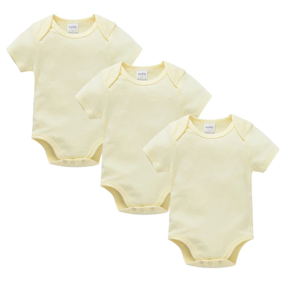 3PCS 5PCS Baby Boys Girls Clothes Solid White Short Sleeve Cotton Baby Bodysuits body bebe 0-24 months Newborn Jumpsuit