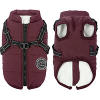 Winter Warm Dog Jacket Waterproof Pet Coat for Small Large Dog Clothes Fleece with Harness Puppy Vest Chihuahua Labrador Costume