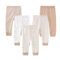 Kiddiezoom 5 Pcs Fashion Baby Boy Girl Pants 0-12Months 100%Cotton Soft Newborn Leggings