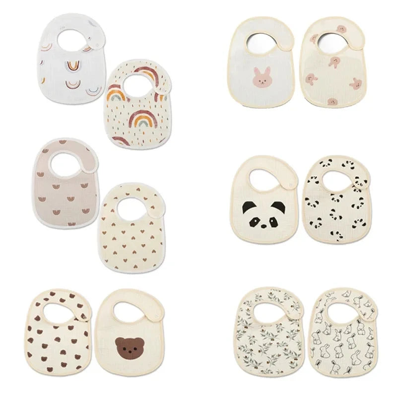 2pcs cotton bear waterproof baby bibs four seasons baby bibs newborn burp cloth boys girls soft breastfeeding drooling towel
