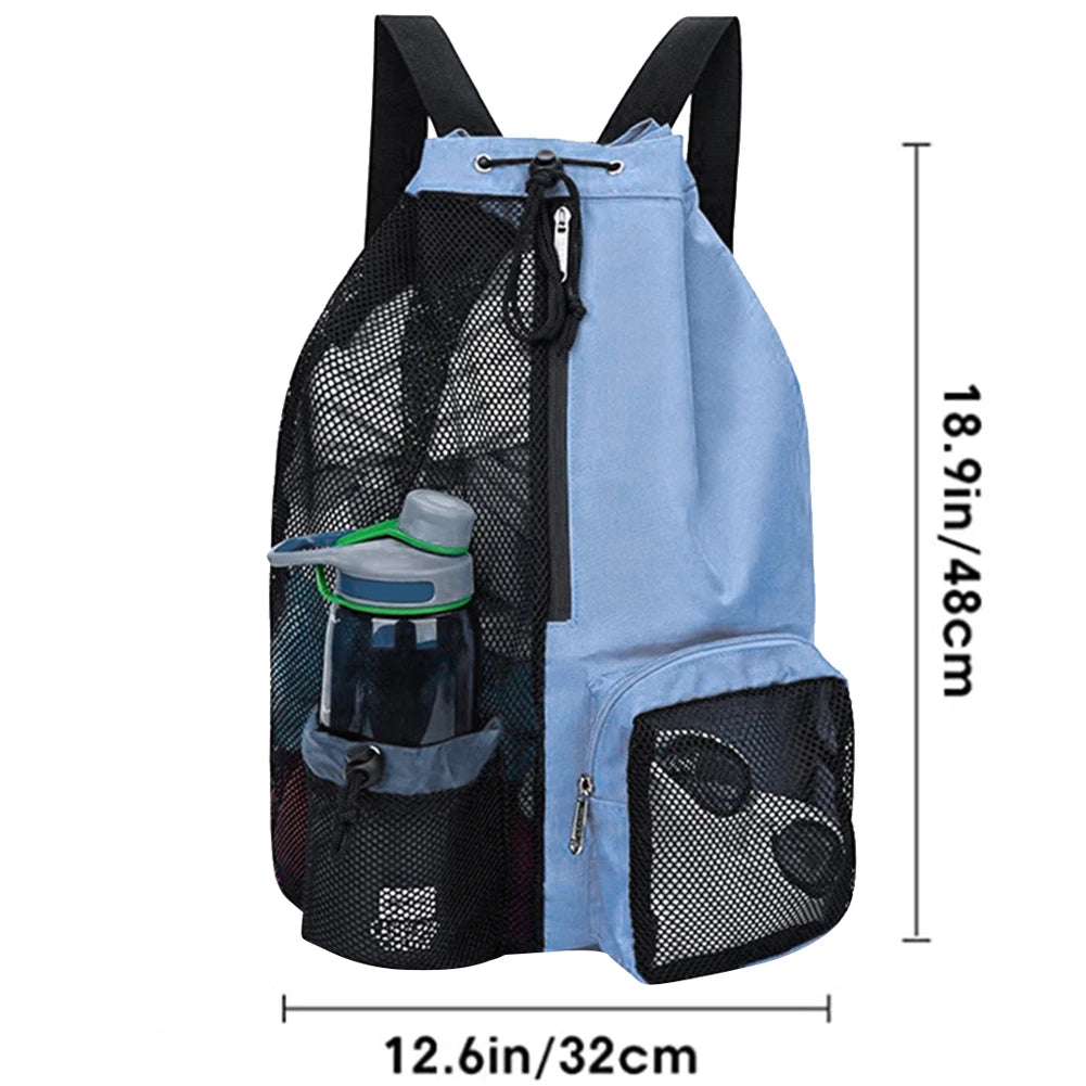 Mesh Drawstring Backpack Mesh Swim Bag Lightweight Swimming Sports Bag Waterproof Adjustable Strap for Swimming Gym