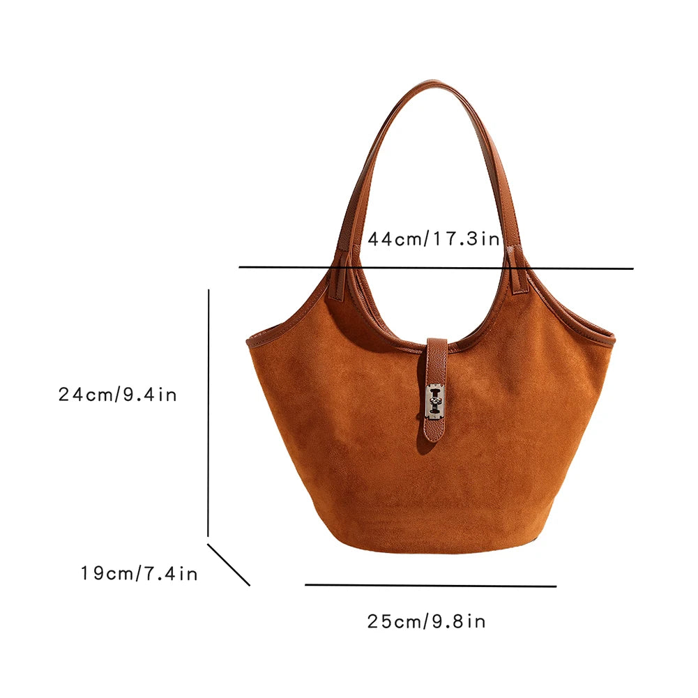 Retro Suede Satchel Purse Fashion Top Handle Bag Luxury Underarm Bag for Women Work Shopping Travel