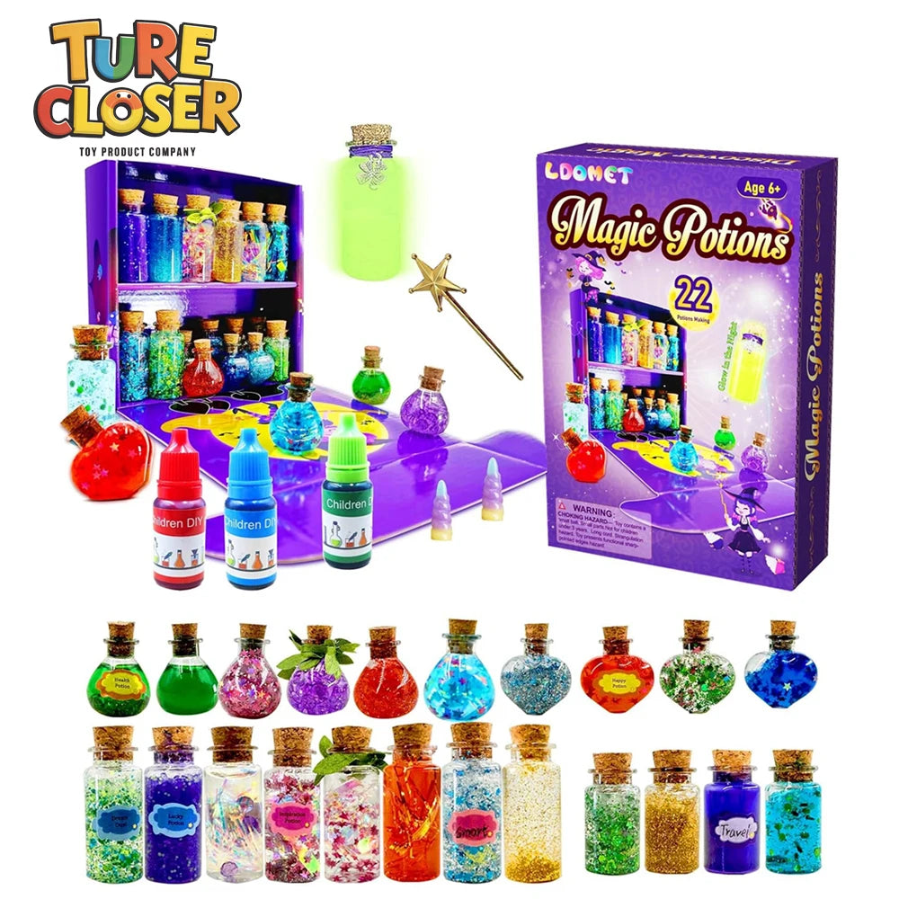 22 Bottles DIY Fairy Magic Potions Kit Halloween Kids Gifts for Girl Handmade Magical Toys Fun Toys Christmas Kitchen Play
