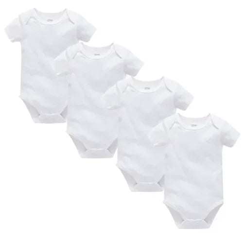 3PCS 5PCS Baby Boys Girls Clothes Solid White Short Sleeve Cotton Baby Bodysuits body bebe 0-24 months Newborn Jumpsuit