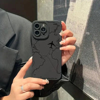 Travel-nspired Airplane Route Desian Phone Case for IPhone 16 Pro Max 15 14Plus 13 12 Anti-slip Soft TPU Phone Protective Cover