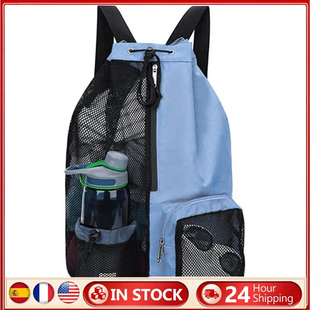 Mesh Drawstring Backpack Mesh Swim Bag Lightweight Swimming Sports Bag Waterproof Adjustable Strap for Swimming Gym
